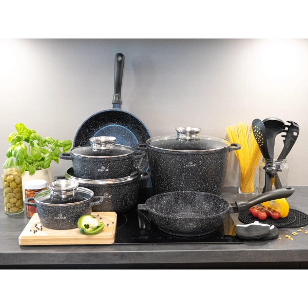 ZESTAW GARNKÓW CERAMICZNO MARMURKOWYCH NA INDUKCJE 17 ELE ZL-8536